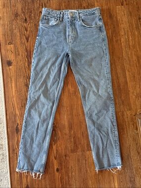 Zara Light Blue Denim Jeans with Branded Button